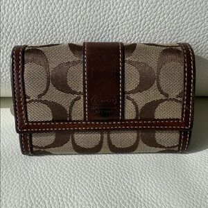 Coach Tan and Brown Signature Wallet